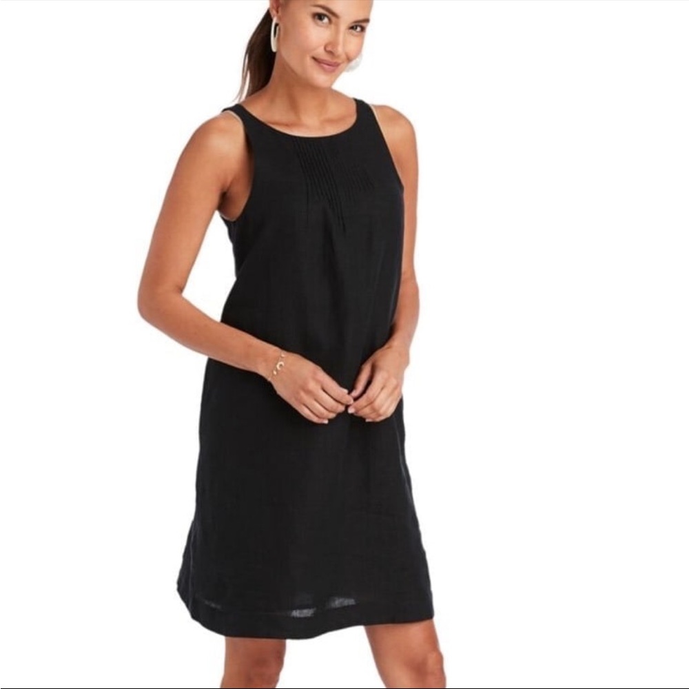 NWT‎ vineyard vines Linen Pintuck Cisco Swing Dress black womens